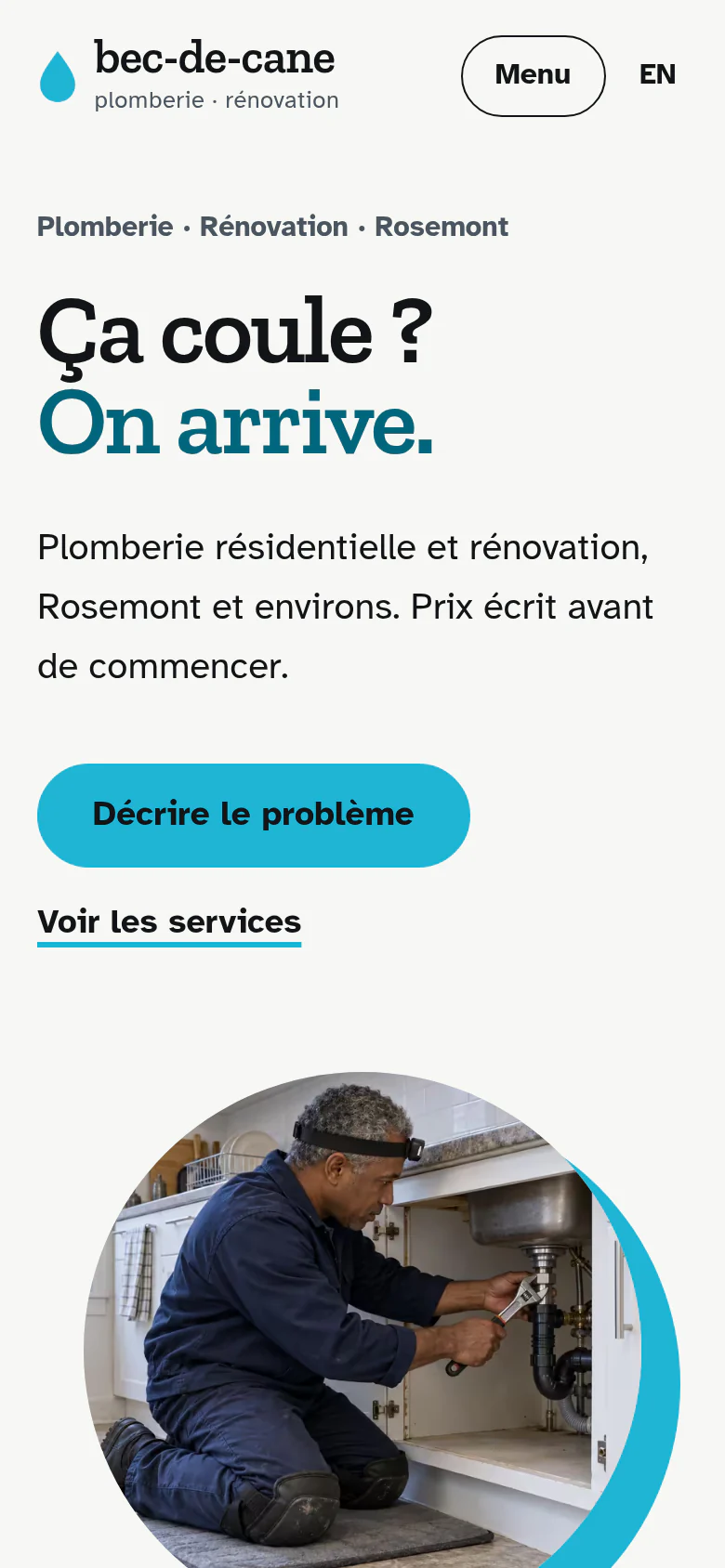 La même page d’accueil de Bec-de-Cane, sur un cellulaire