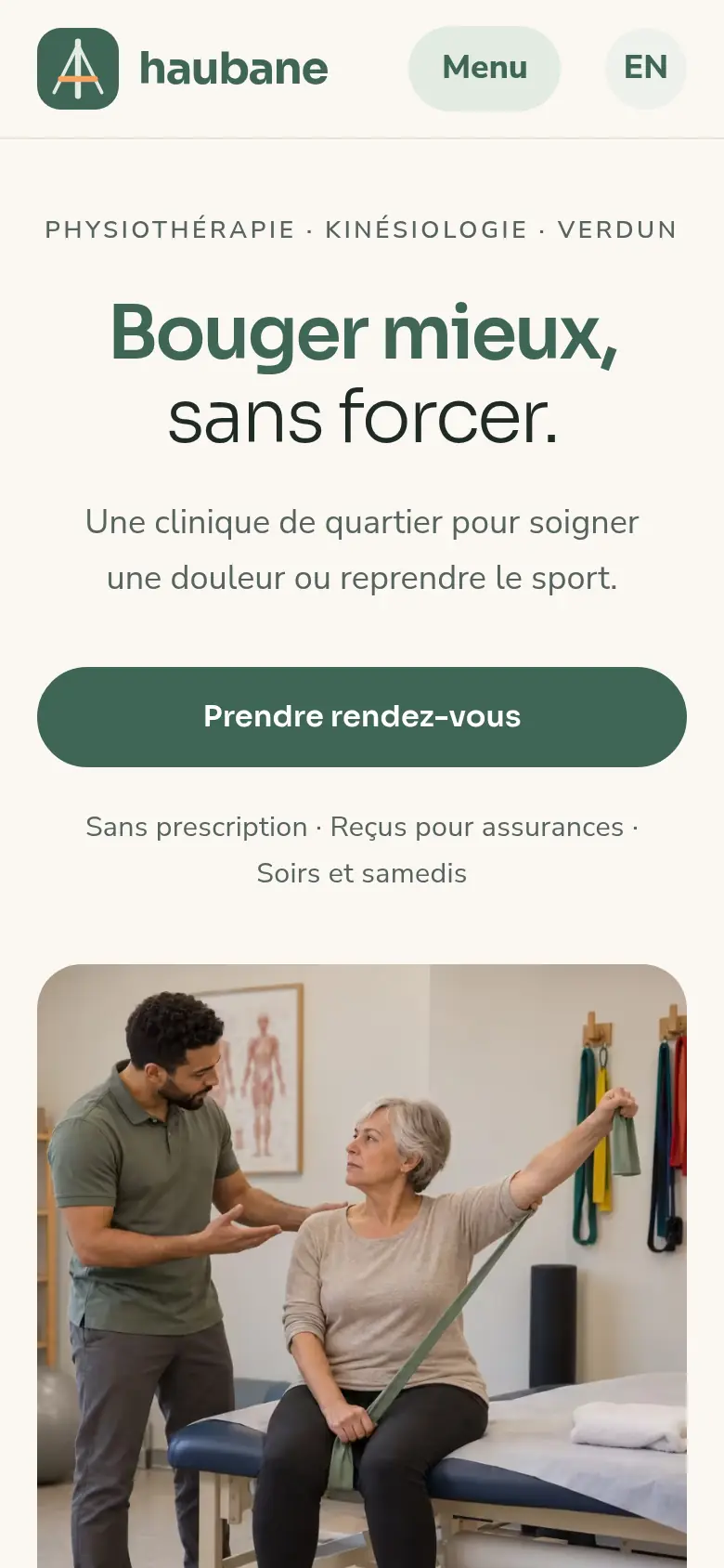 La même page d’accueil de Haubane, sur un cellulaire